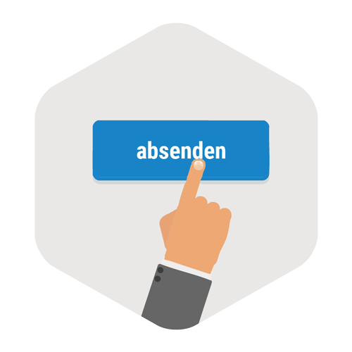 Finger der auf "absenden" drückt