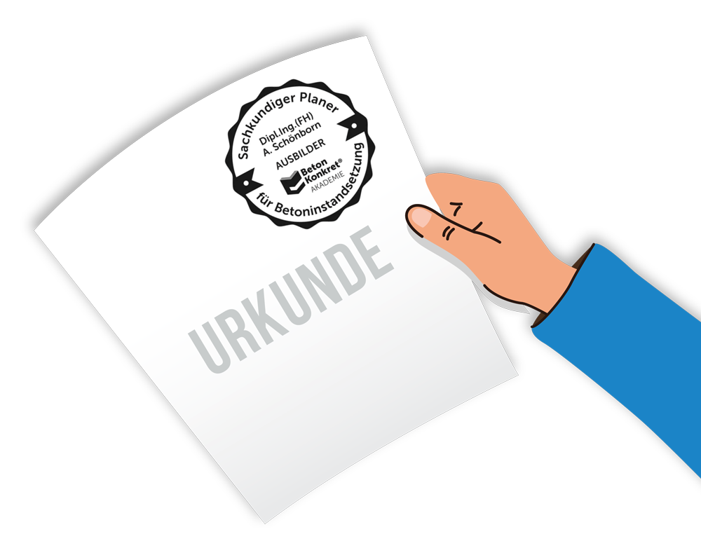 Hand die eine Urkunde hält